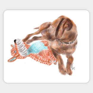 A Vizsla Puppy With Friend Sticker